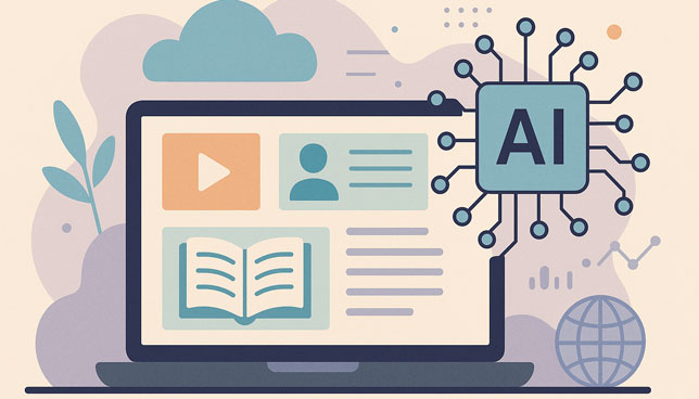 laptop displaying AI-powered educational content